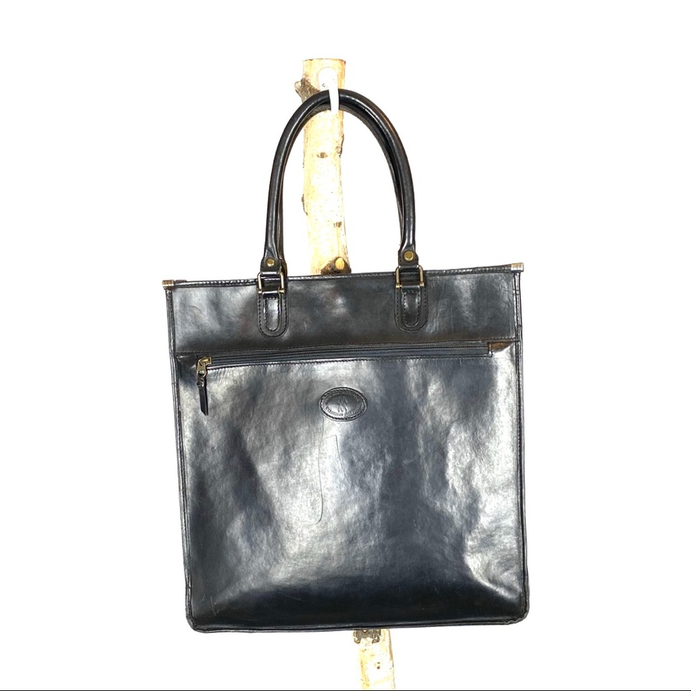 Vintage Mary Ann Rosenfeld Black Leather Tote